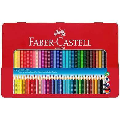 Карандаши цветные Faber-Castell "Grip", 36цв., трехгран., заточен., метал. упак. (арт. 286606)