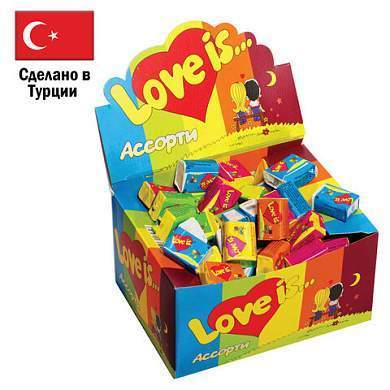 Жевательная резинка LOVE IS ассорти вкусов, 4,2 г, 47149 (арт. 622054)