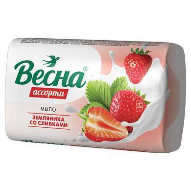 Мыло туалетное 90 г ВЕСНА "Земляника со сливками", ГОСТ, 6090 (арт. 605146)