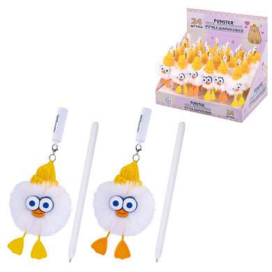 Ручка с пушистой подвеской шариковая FUNSTER "FLUFFY DUCK", СИНЯЯ, ассорти, пишущий узел 0,7 мм, 144525 (арт. 144525)