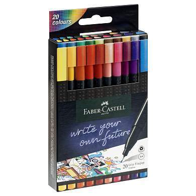 Набор капиллярных ручек Faber-Castell "Grip Finepen" 20цв., 0,4мм, трехгран., пласт. уп., европодвес (арт. 290336)