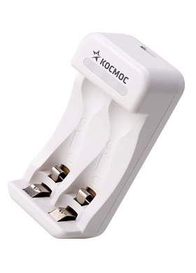 Зарядное устройство КОСМОС KOC801USB 1/2 шт AA/AAA Ni-MH (200mA) от 9 часов, кабель USB 70см, белое (арт. 804184)