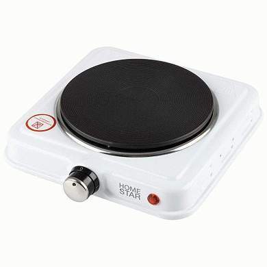 Электроплитка HOMESTAR HS-1108, 1 конфорка, диск, 1кВт, белая 104911 (арт. 845428)