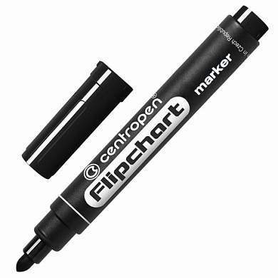 Маркер для бумажного флипчарта ЧЕРНЫЙ CENTROPEN, НЕПРОПИТЫВАЮЩИЙ, 2,5 мм, 8550, 5 8550 0112 (арт. 151104)