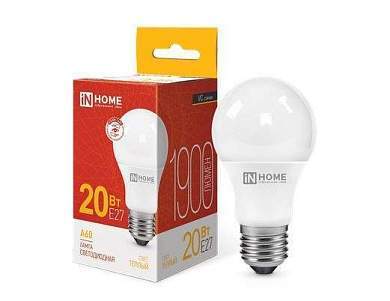 ASD/inHome VC ЛОН A60 E27 20W(1800lm) 3000К 3K 135x60 (без пульсации) 0297 (арт. 687184)
