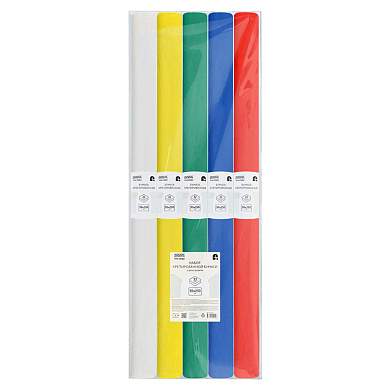 Набор крепированной бумаги ТРИ СОВЫ, 50*250см, 32г/м2, 5шт., ассорти, в рулонах (арт. 334864)
