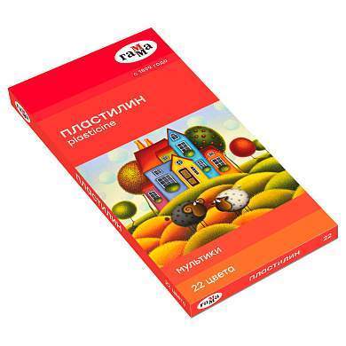 Пластилин Гамма "Мультики", 22 цвета, 440г, со стеком, картон. упаковка (арт. 281986)