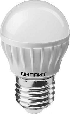 ОНЛАЙТ шар G45 E27 8W(640Lm) 6500K 6K 76x45 OLL-G45-8-230-6.5K-E27 61137 (арт. 617437)