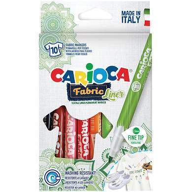 Набор фломастеров для ткани Carioca "Fabric Liner" 10цв., картон. уп., европодвес (арт. 262626)