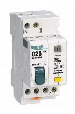 Schneider Electric DEKraft авт. выкл. диф. тока ДИФ-102 1P+N 32А/30мА элек. УЗО тип AC 4,5кА 16006 (арт. 507033)
