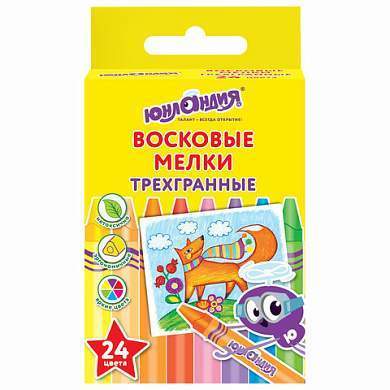 Восковые мелки трехгранные ЮНЛАНДИЯ "ЮНЛАНДИК И МУДРЫЙ ЛИС", НАБОР 24 цвета, 227291 (арт. 227291)