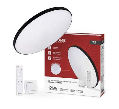 ASD/InHome светильник светодиодн. управл 125W(10000lm) 2-4-6K d460x67 пульт ДУ черн NEO SIMPLE-125RC-BL 0934 (арт. 950061)