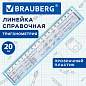 Линейка пластиковая 20 см BRAUBERG, справочная, тригонометрия, 210898 (арт. 210898)