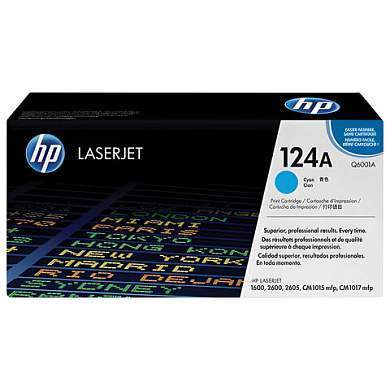 Картридж лазерный HP (Q6001A) ColorLaserJet CM1015/2600 и др, №124A, голубой, оригинальный, ресурс 2000 страниц (арт. 360586)