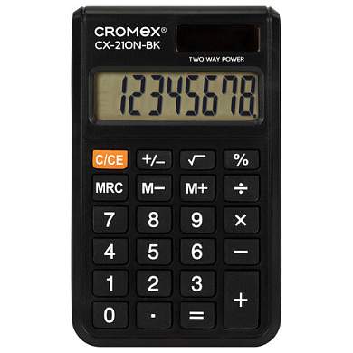 Калькулятор карманный CROMEX (КРОМЕКС) CX-210N-BK (96х62 мм), 8 разрядов, двойное питание, черный, 273834 (арт. 273834)