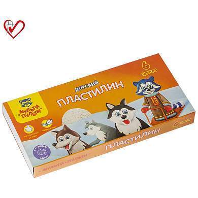 Пластилин Мульти-Пульти "Енот на Аляске", 06 цветов, 90г, со стеком, картон (арт. 236486)