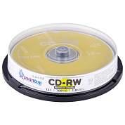 Диски CD-RW SMARTBUY, 700 Мб, 4-12x, Cake Box (упаковка на шпиле), КОМПЛЕКТ 10 шт., SBCD-RW10 (арт. 513981)
