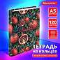 Тетрадь на кольцах А5 175х215 мм, 120 листов, твердый картон, фольга, клетка, BRAUBERG, "Pomegranate", 404720 (арт. 404720)