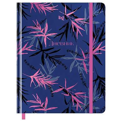 Дневник 1-11 кл. 48л. (твердый) BG "Leaves", иск. кожа, тиснение фольгой, печать, ляссе, на резинке (арт. 366495)