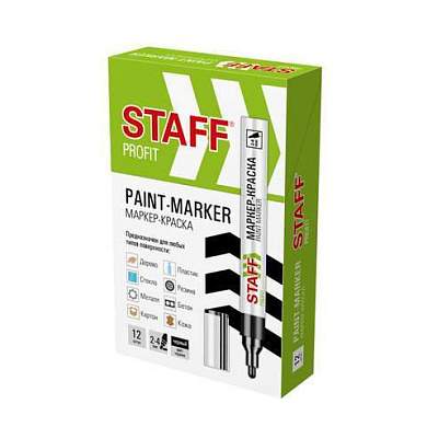 Маркер-краска лаковый (paint marker) 2-4 мм ЧЕРНЫЙ, НИТРО-ОСНОВА, STAFF PROFIT, для любых поверхностей, 152578 (арт. 152578)
