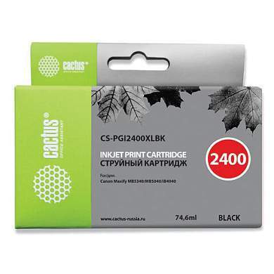 Картридж струйный CACTUS (CS-PGI2400XLВК) для CANON iB4040/MB5040/MB5340, черный, CS-PGI2400XLBK (арт. 362770)