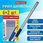 Ручки шариковые с грипом BRAUBERG "i-STICK POINT", НАБОР 6+2 ШТ., СИНИЕ, линия письма 0,35 мм, блистер, 144026 (арт. 144026)