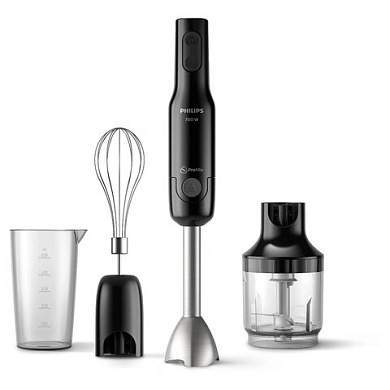 Блендер погружной PHILIPS HR2543/90, 700 Вт, 2 скорости, 3 насадки, стакан, черный (арт. 456934)