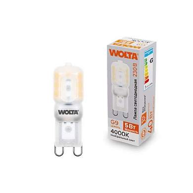 WOLTA лампа св/д JCD G9 220V капсульная 5W(460lm) 4000K 4K пластик матовая WSTD-JCD-5W4KG9-P (арт. 887534)