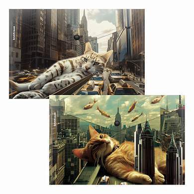 Папка-конверт с кнопкой ERICH KRAUSE "Big City Cats", A4, до 120 листов, непрозрачная, ассорти, 0,16 мм, 63511 (арт. 273969)