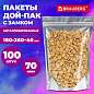 Пакеты Дой-Пак с замком ZIP LOCK, металлизированная + прозрачная стенка 180 х 260 + 40 мм, 100 штук 70мкм, BRAUBERG, 700686 (арт. 700686)