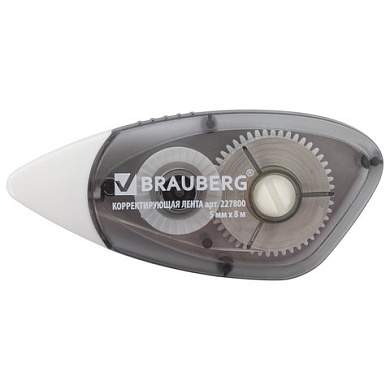 Корректирующая лента BRAUBERG BLACK&WHITE, 5 мм х 8 м, корпус черный тонированный, механизм перемотки, блистер, 227800 (арт. 227800)