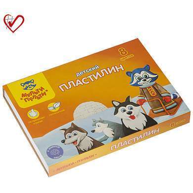 Пластилин Мульти-Пульти "Енот на Аляске", 08 цветов, 120г, со стеком, картон (арт. 236487)