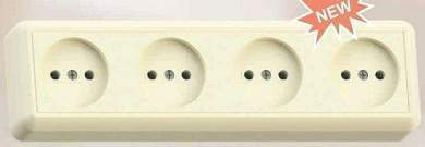 "Кунцево-Электро ОПТИМА роз. ОУ 4 мест. 16 А сл. кость, изол. пластина, АБС-пластик РА16-402 ""с/к"" (арт. 479987)"