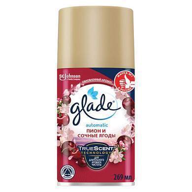 Сменный баллон 269 мл, GLADE "Пион и сочные ягоды" для автоматических освежителей, 864977 (арт. 701781)