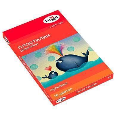 Пластилин Гамма "Мультики", 18 цветов, 360г, со стеком, картон. упаковка (арт. 262528)