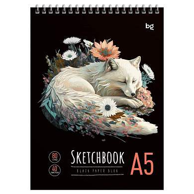 Скетчбук 40л., А5 BG "Arctic fox", на гребне, черный блок, 80г/м2 (арт. 366717)