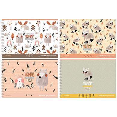 Альбом для рисования 32л., А4, на гребне BG "Animals forest" (арт. 339380)