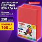 Бумага цветная ПЛОТНАЯ BRAUBERG, А4, 160г/м2, 250л, красная, интенсив, для печати, творчества, 116672 (арт. 116672)