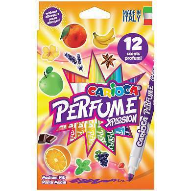Фломастеры Carioca "Perfume Xplosion", 12цв., ароматизированные, смываемые, картон, европодвес (арт. 209673)