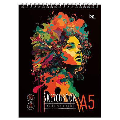 Скетчбук 20л., А5 BG "Stylish girl", на гребне, черный блок, 120г/м2 (арт. 366716)