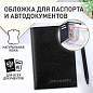 Обложка для автодокументов и паспорта натуральная кожа флоттер, "DOCUMENTS", черная, BRAUBERG 238193 (арт. 238193)