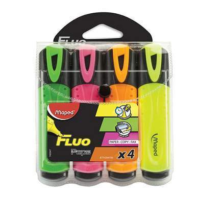 Набор текстовыделителей MAPED 4 шт., АССОРТИ, "Fluo Pep's Classic", линия 1-5 мм, 742547 (арт. 150765)