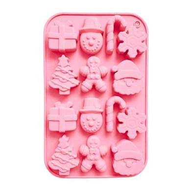 Форма для выпечки новогодняя 21х13см "Xmas Sweets", силикон, 14 ячеек, рецепт, ЗОЛОТАЯ СКАЗКА, 592471 (арт. 592471)