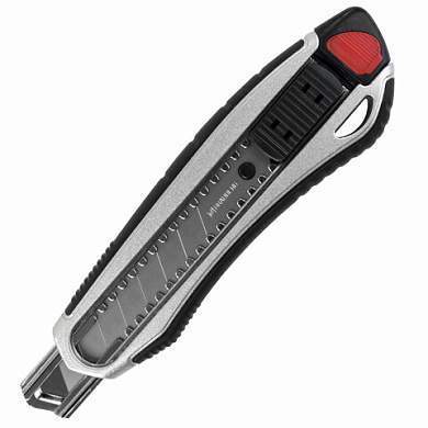 Нож канцелярский мощный 18 мм BRAUBERG "Heavy duty", автофиксатор, резиновые вставки, металл, 237158 (арт. 237158)