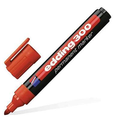 Маркер перманентный (нестираемый) EDDING "300", КРАСНЫЙ, круглый наконечник, 1,5-3 мм, E-300/2 (арт. 150701)