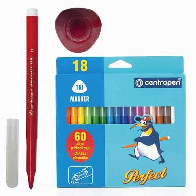 Фломастеры 18 ЦВЕТОВ CENTROPEN "Just Perfect", смываемые, устойчивы к высыханию, 2510/18KK, 725101801 (арт. 151175)