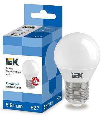 IEK шар G45 E27 5W(450lm) 6500К 6K 83х45 матов. ECO LLE-G45-5-230-65-E27 (арт. 641465)