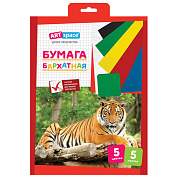 Бархатная бумага А4, ArtSpace, 5л., 5цв., в папке с европодвесом (арт. 213517)