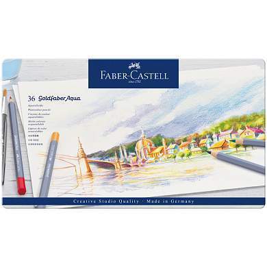 Карандаши акварельные художественные Faber-Castell "Goldfaber Aqua", 36цв., метал. коробка (арт. 285898)