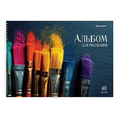 Альбомы для рисования ДЭК, А4, 40 л., КОМПЛЕКТ 2 шт., гребень, глянцевый лак, BRAUBERG, 200х290 мм, "Кисти", 107735 (арт. 107735)